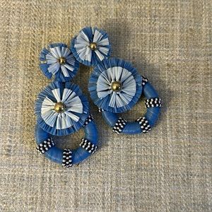 J.Crew Blue Raffia Earrings